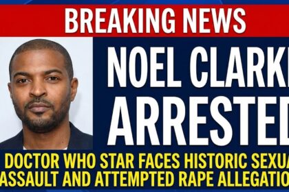 Noel Clarke walking in London wearing an olive jacket, prior to his arrest at Islington police station.