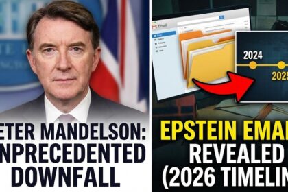 A split image showing Peter Mandelson in a suit alongside a blurred background of the US Capitol and the UK Parliament.