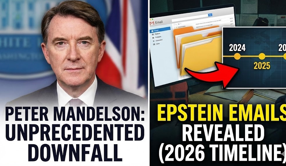 A split image showing Peter Mandelson in a suit alongside a blurred background of the US Capitol and the UK Parliament.