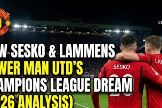 Manchester United striker Benjamin Sesko celebrating a goal with goalkeeper Senne Lammens at the final whistle.