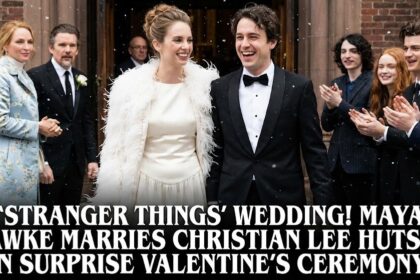 Maya Hawke and Christian Lee Hutson performing together on stage prior to their wedding.