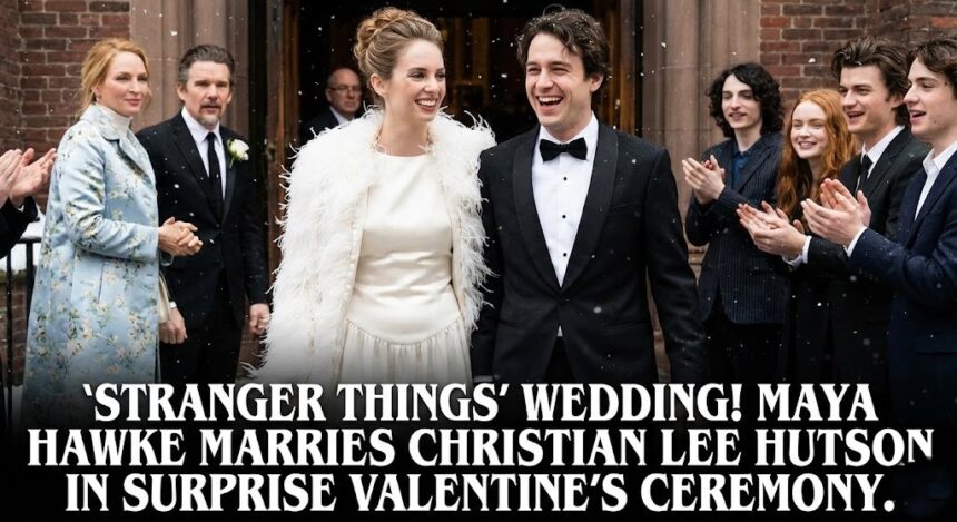 Maya Hawke and Christian Lee Hutson performing together on stage prior to their wedding.