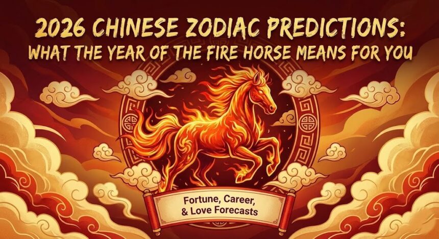 Traditional red lanterns and horse decorations celebrating the 2026 Lunar New Year.