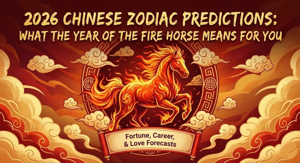 Traditional red lanterns and horse decorations celebrating the 2026 Lunar New Year.