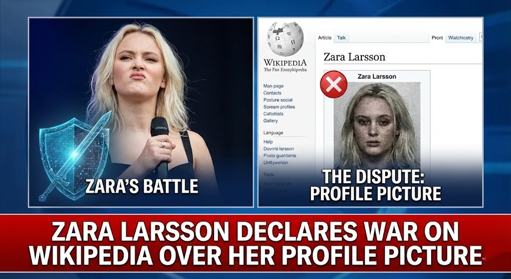 Zara Larsson looking frustrated on TikTok while discussing her Wikipedia page.