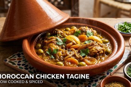 A flat-lay of three quick 30-minute meals: salmon, chicken stir-fry, and cacio e pepe pasta.
