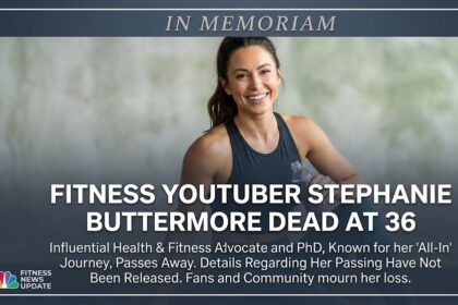 Fitness influencers Stephanie Buttermore and Jeff Nippard smiling warmly together in a gym setting.