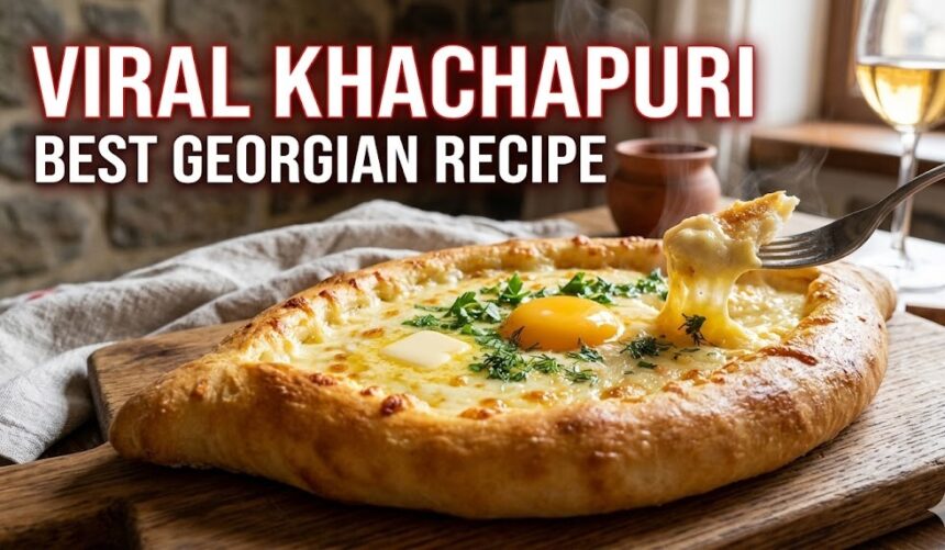 A cross-sectional macro shot of freshly baked Khachapuri, displaying a dense, golden-brown crust and a perfectly emulsified, stretching core of low-moisture cheese.