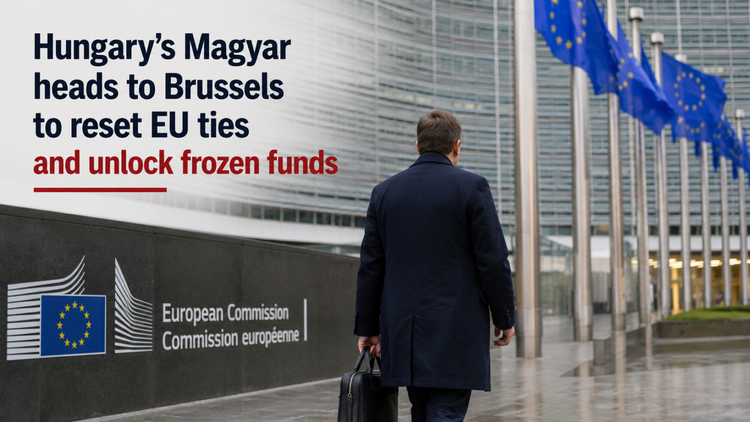 European Commission President Ursula von der Leyen shaking hands with new Hungarian Prime Minister Péter Magyar in Brussels after signing a historic €16.4 billion funding agreement.