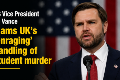 Composite image showing U.S. Vice President JD Vance and a generic representation of police oversight and investigative procedures.