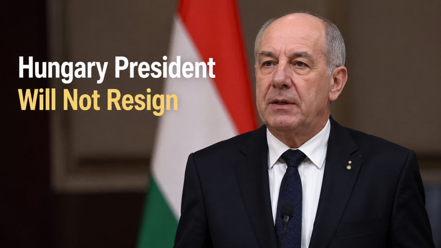 Hungarian President Tamás Sulyok in his office, signaling his refusal to bow to PM Péter Magyar's resignation ultimatum.