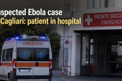 Health officials in protective suits at the Santissima Trinità Hospital in Cagliari, Italy, signaling the activation of high-containment Ebola protocols.