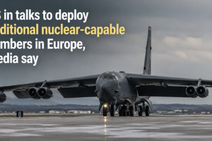 Graphic representation of NATO's nuclear-sharing architecture, highlighting the potential expansion of dual-capable aircraft bases into the Baltic region.