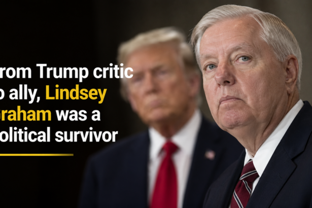 US Senator Lindsey Graham speaking passionately into a microphone at a political event.